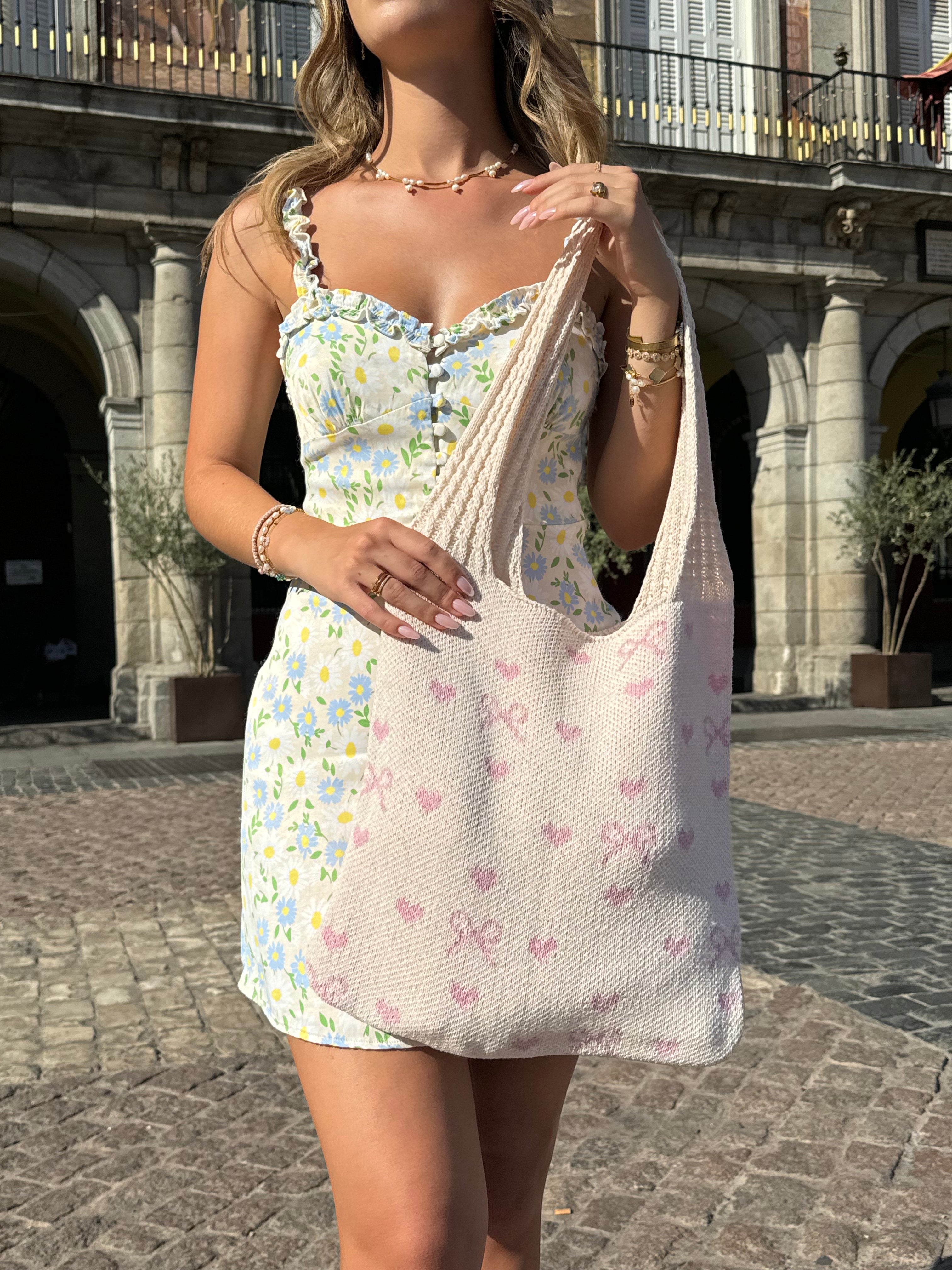 Love & Bows Knitted Tote Bag