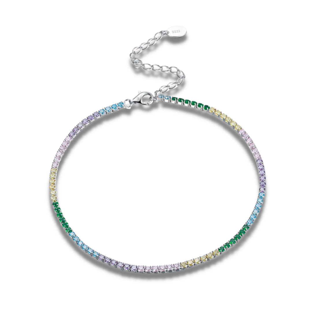 Eloise Multicolour Sterling Silver Tennis Anklet Lyna London