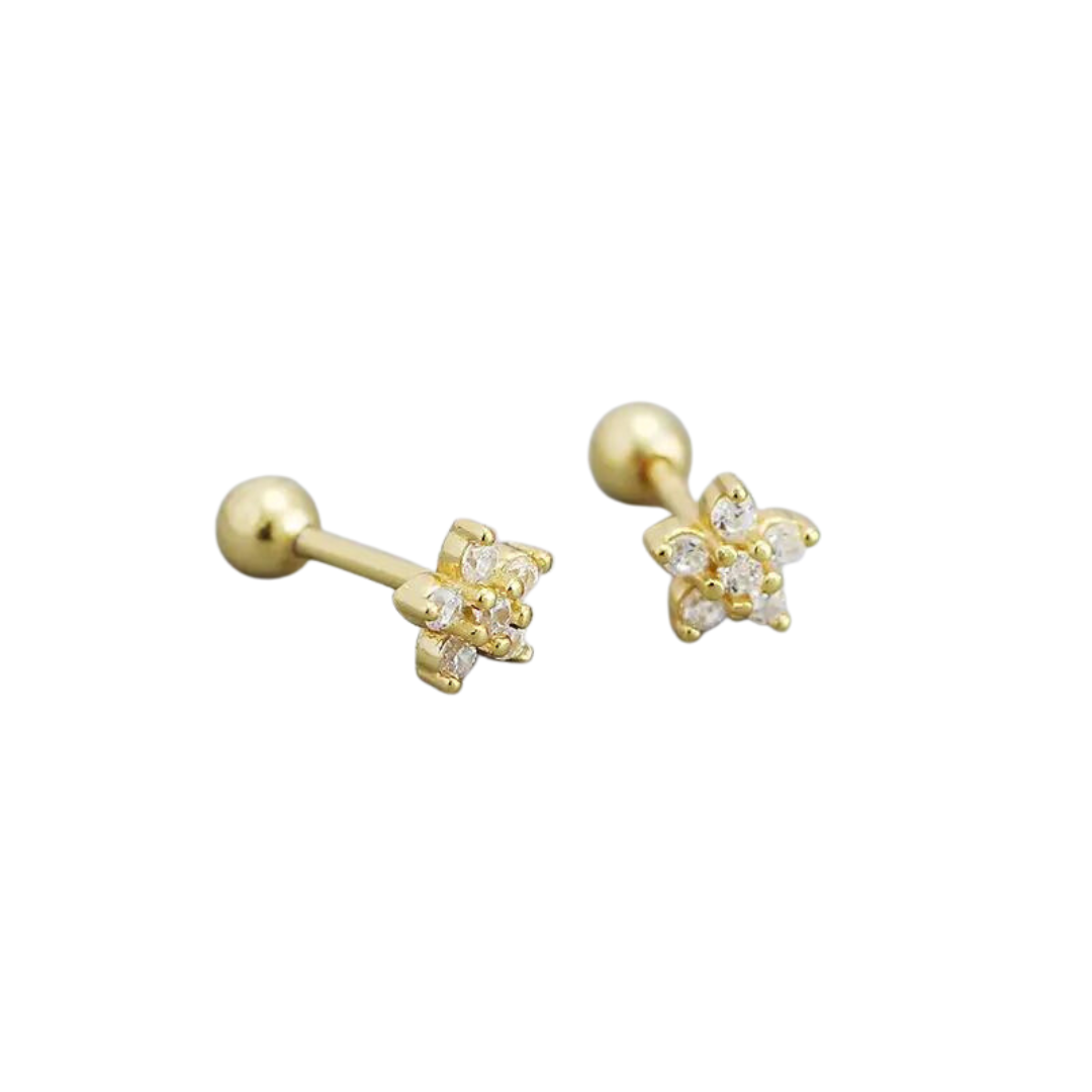 Small Flower Barbell Sterling Silver