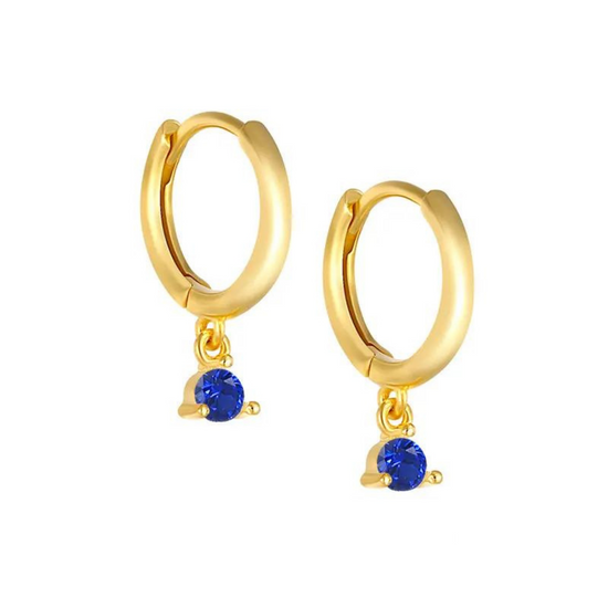 Calla Royal Blue 18K Gold Plated Sterling Silver Little Huggie Earrings