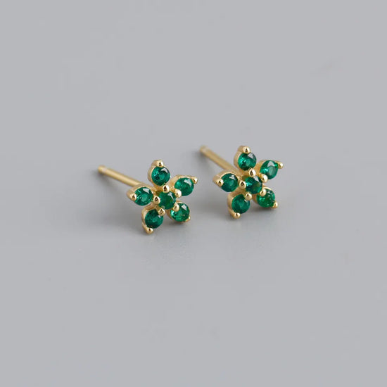 Liana Green Flower Sterling Silver Stud Earrings