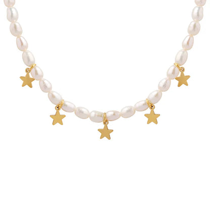 Little Stars Pearl Stainless Steel Necklace