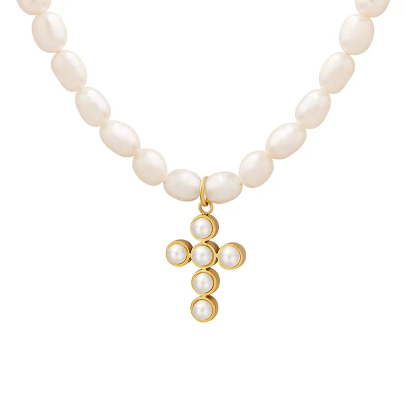 Croix Pearl Stainless Steel Necklace