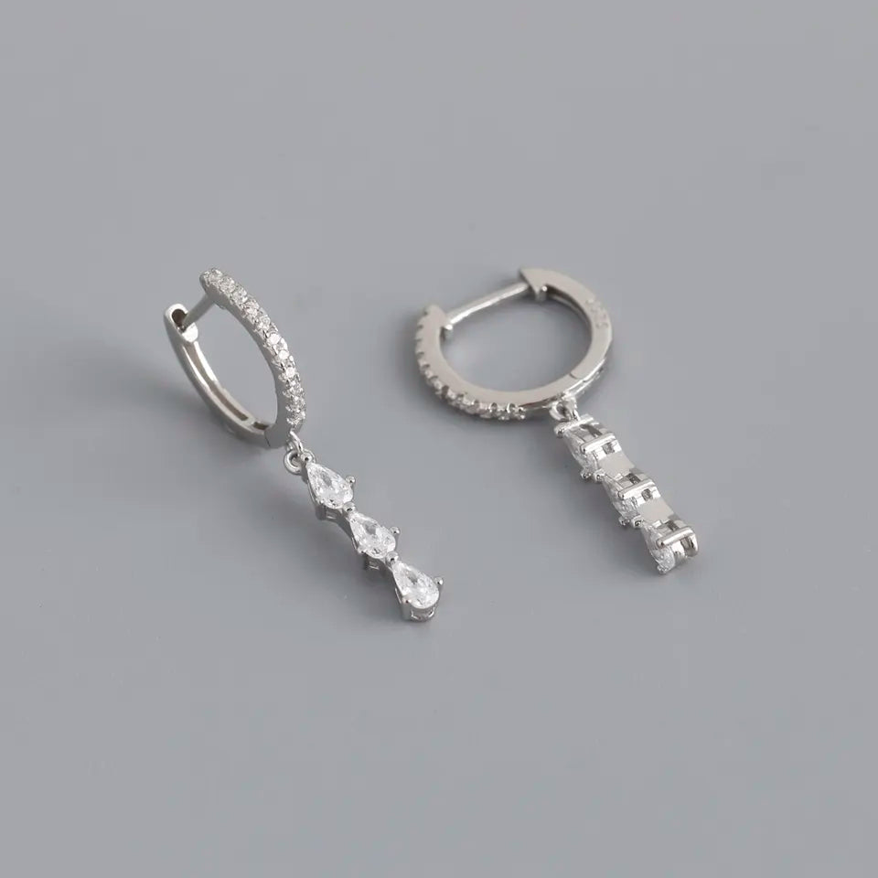 Load image into Gallery viewer, Stella Sterling Silver Water Drop Shape Hoop Earrings
