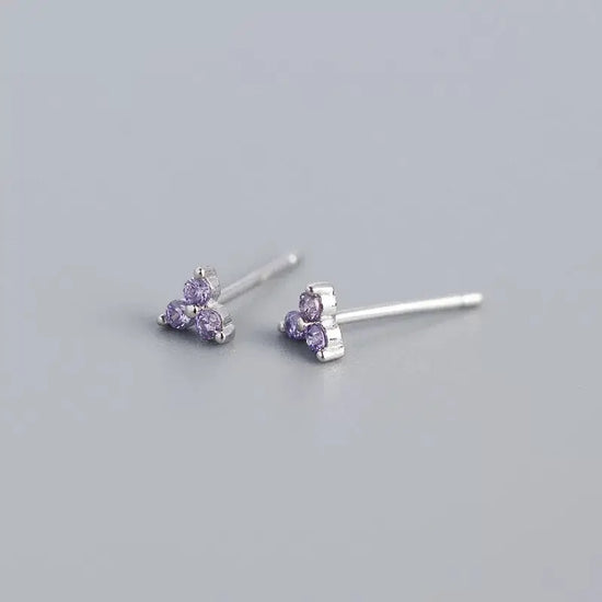 Aria Lavender Stones Sterling Silver Small Stud Earrings
