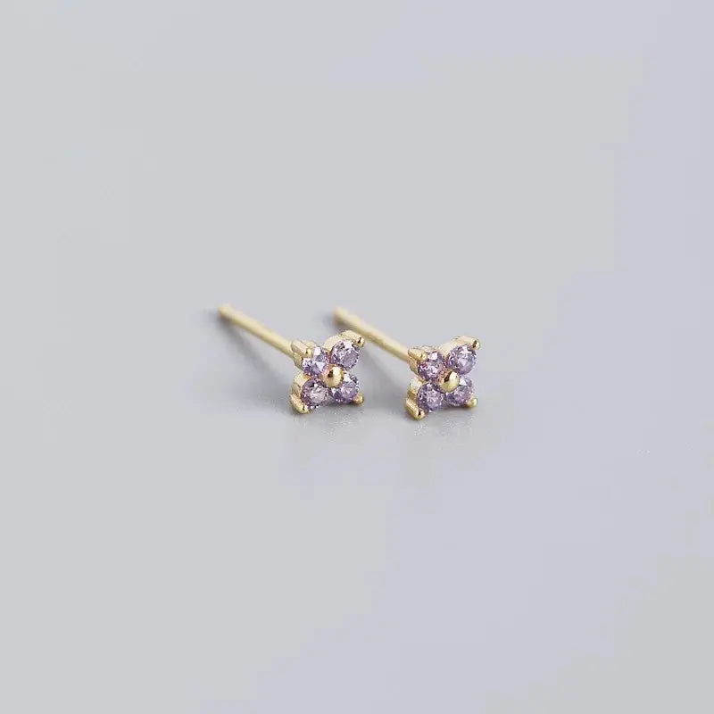 Clover Lavender Sterling Silver Stud Earrings