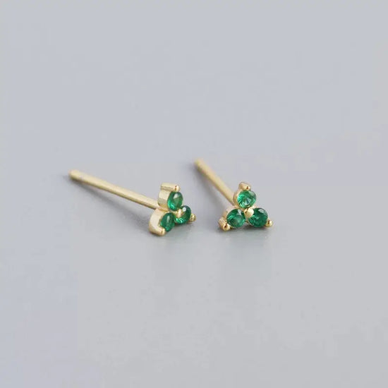 Load image into Gallery viewer, Aria Green Stones Sterling Silver Small Stud Earrings
