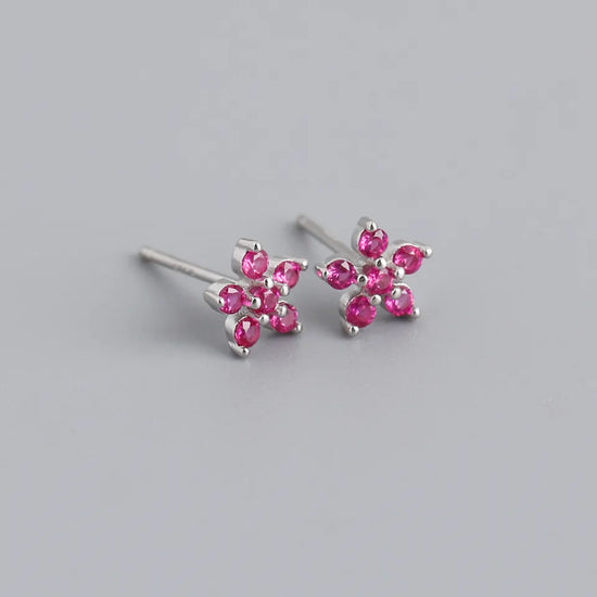 Liana Rose Flower Sterling Silver Stud Earrings