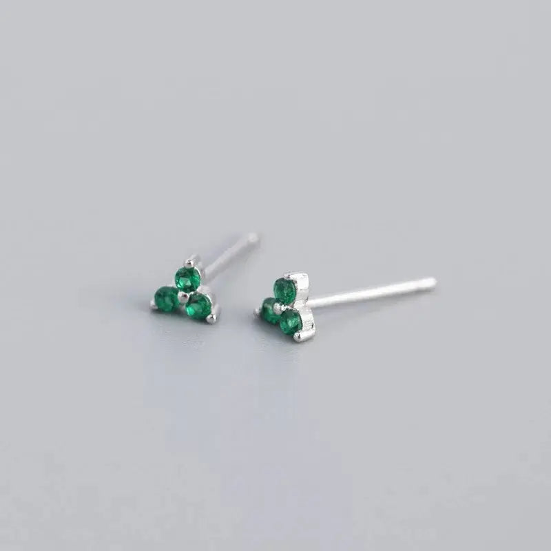 Load image into Gallery viewer, Aria Green Stones Sterling Silver Small Stud Earrings

