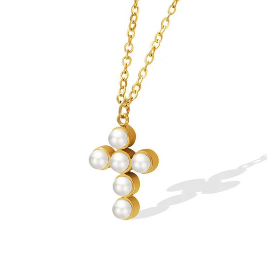 Load image into Gallery viewer, Croix Pearl Stainless Steel Necklace
