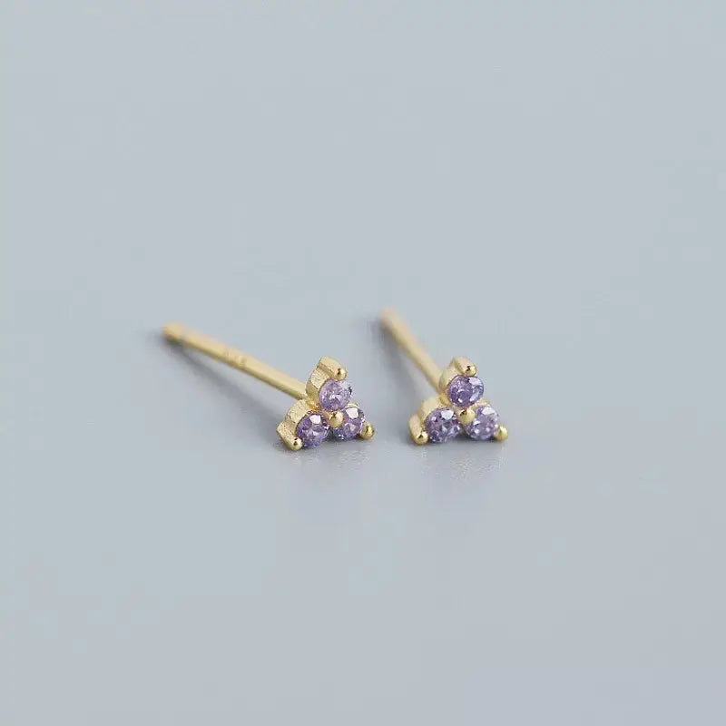 Aria Lavender Stones Sterling Silver Small Stud Earrings