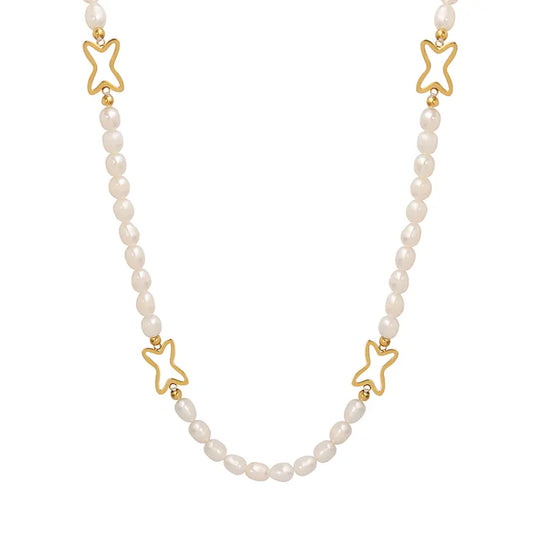 Load image into Gallery viewer, Allegra Pearl Stainless Steel Necklace

