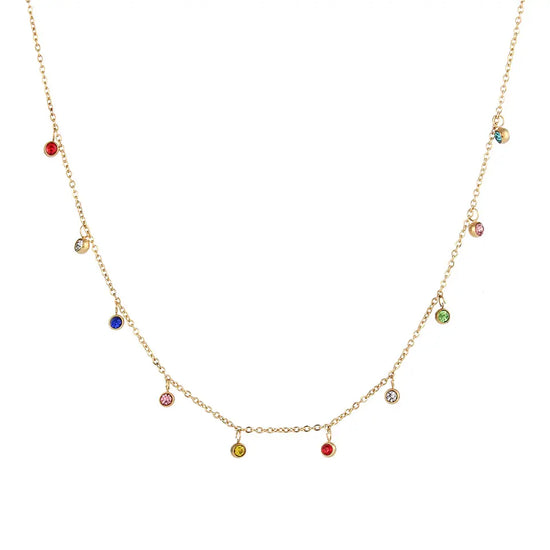Load image into Gallery viewer, Colourful Stones Stainless Steel Necklace
