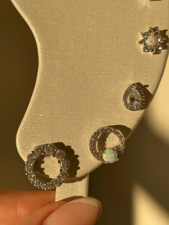 Aurora Opal Stones Sterling Silver Stud Earrings