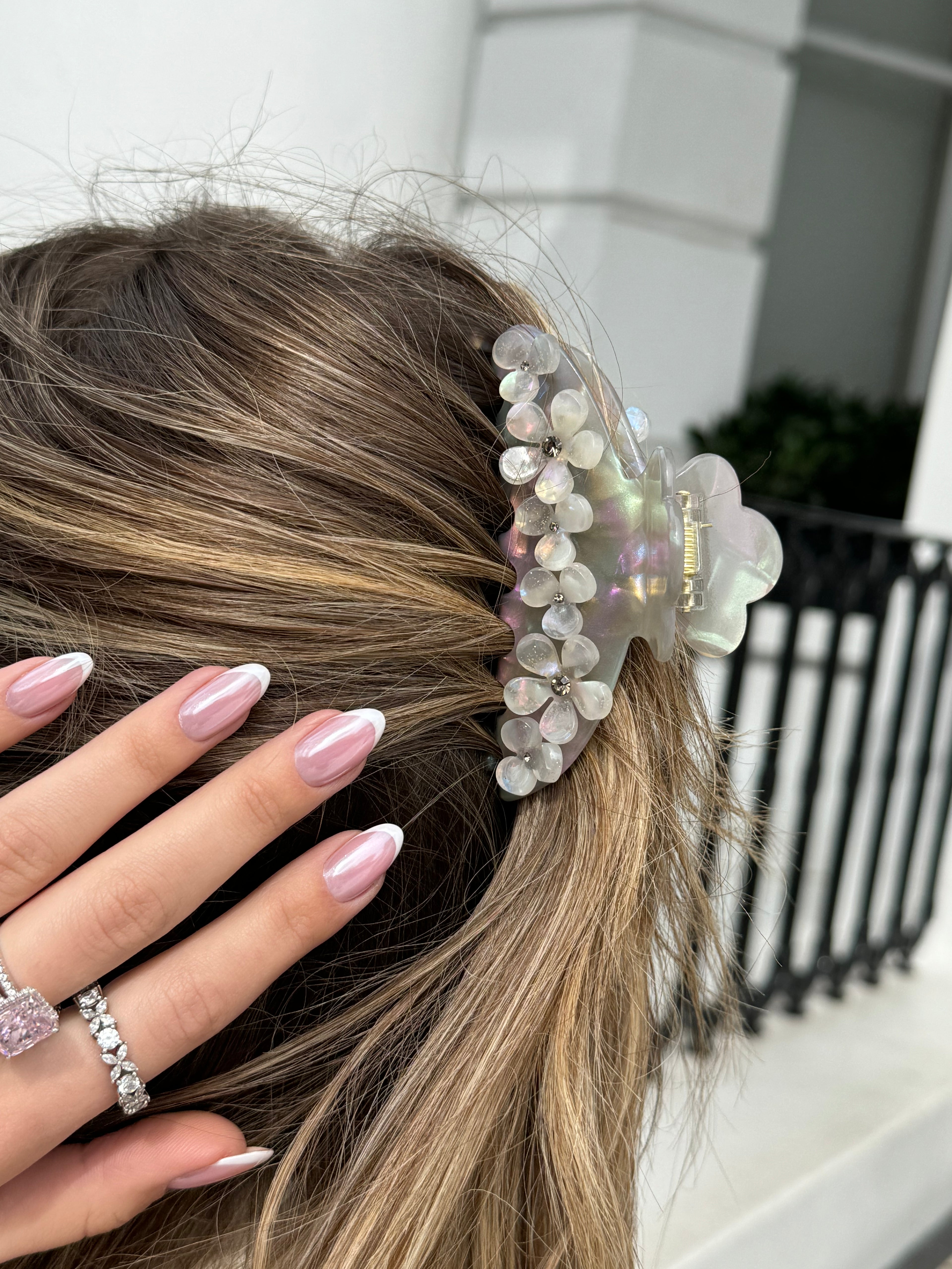 Carina Grey Flower Hair Claw