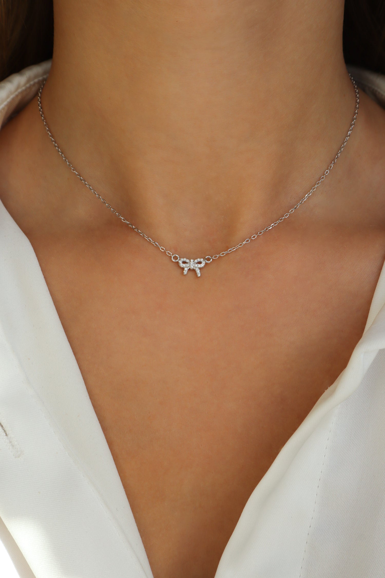 Mia Sterling Silver Bowtie Necklace