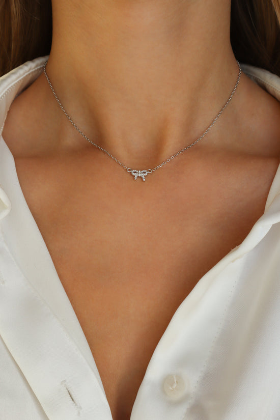 Load image into Gallery viewer, Mia Sterling Silver Bowtie Necklace
