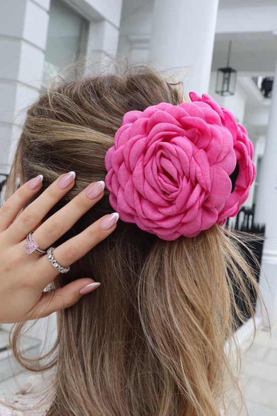 Belinda Raspberry Rose Hair Claw - Small/Large
