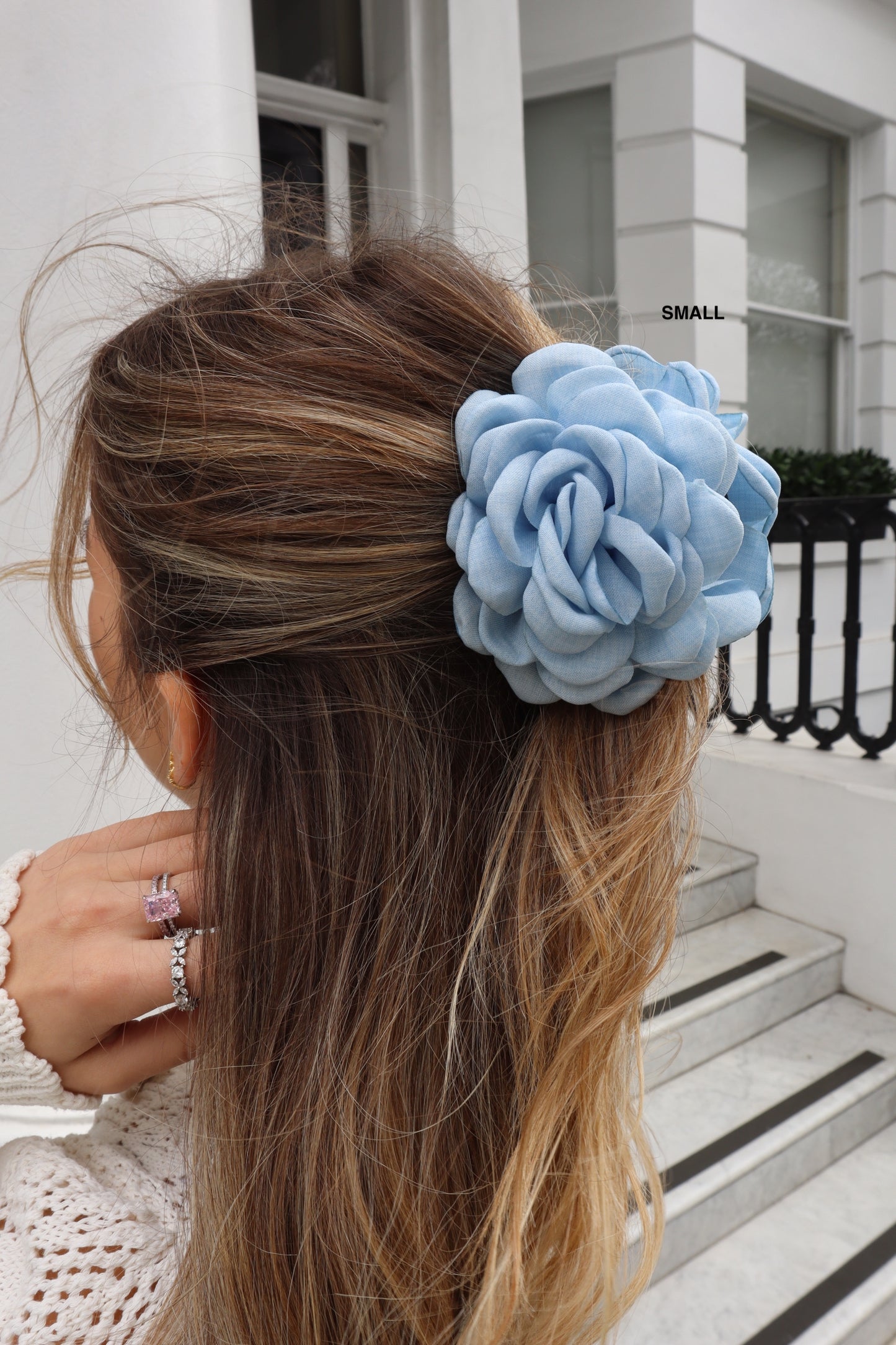 Belinda Blue Flower Hair Claw - Small/Large