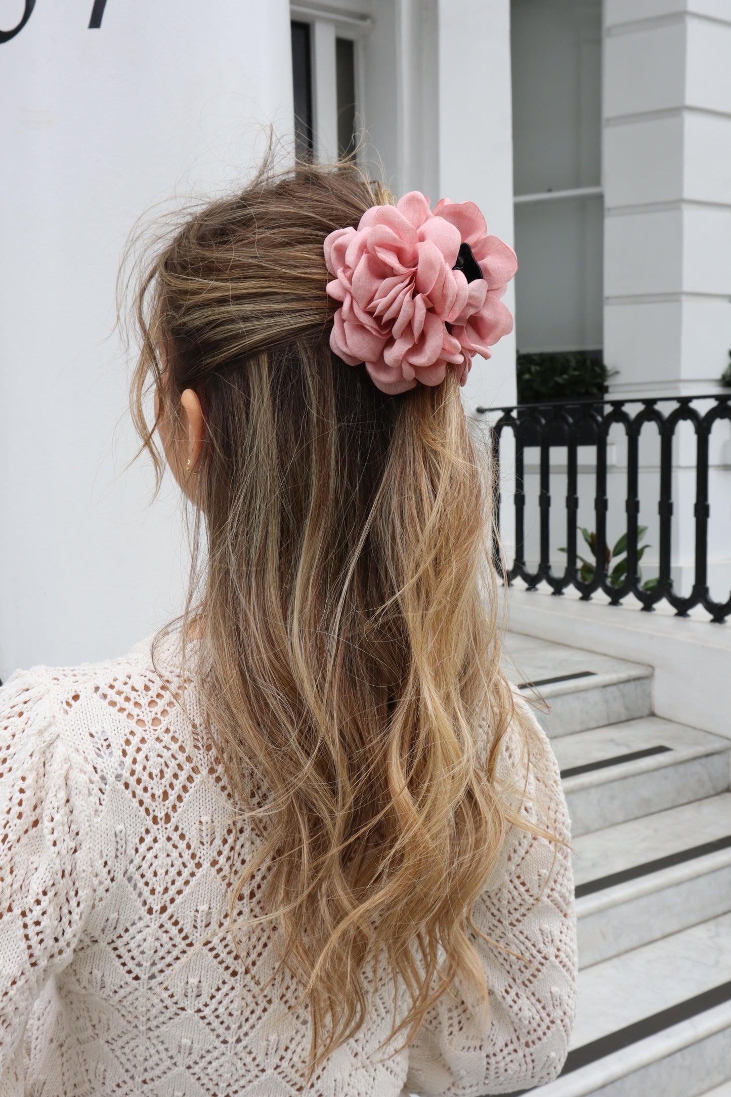 Belinda Blush Pink Flower Hair Claw - Small/Large
