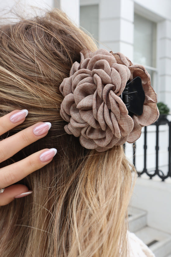 Belinda Grey Rose Hair Claw - Small