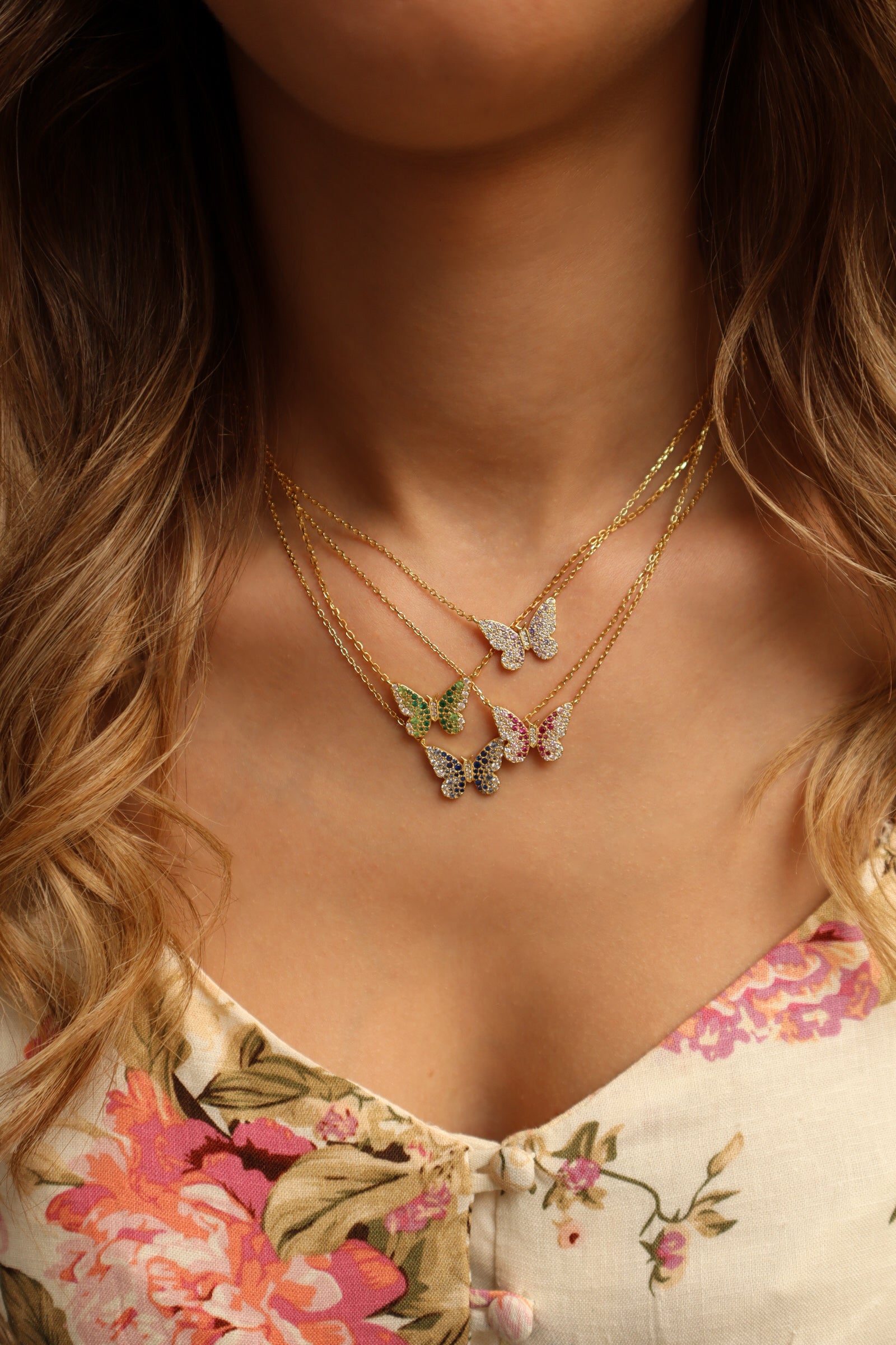 Painted Lady Butterfly Lavender Sterling Silver Necklace