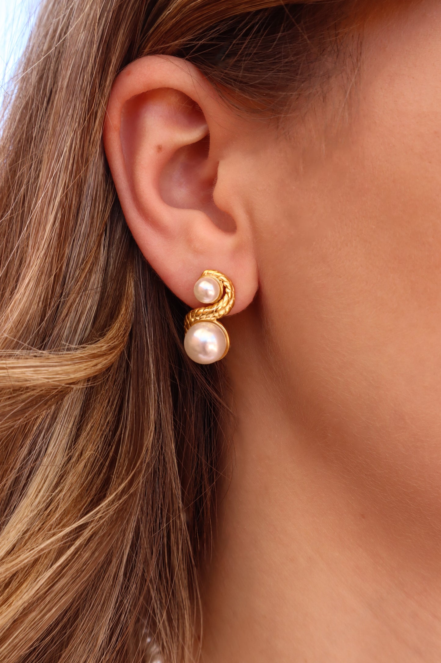 Caera Pearl Stainless Steel Earrings