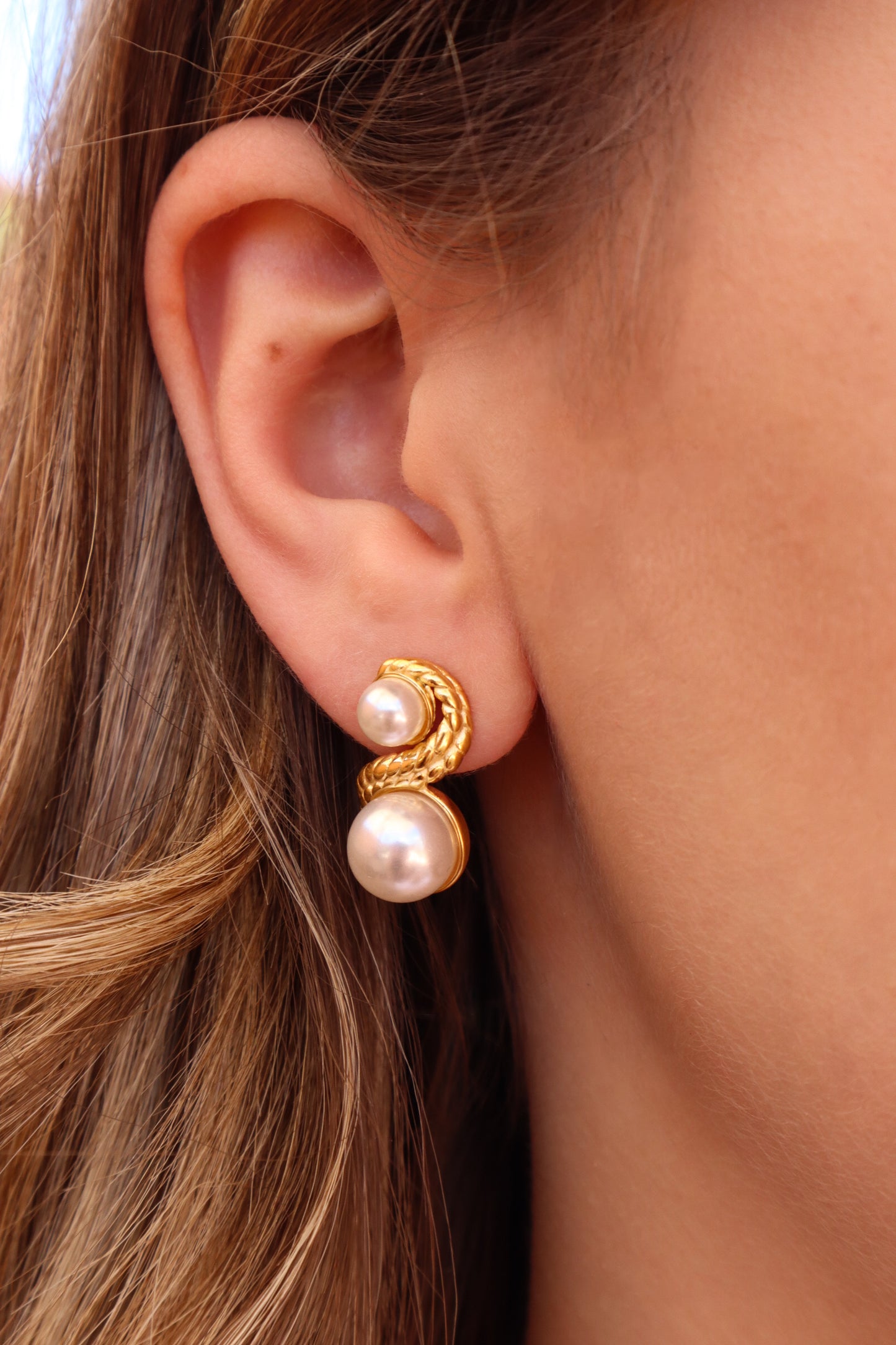 Caera Pearl Stainless Steel Earrings