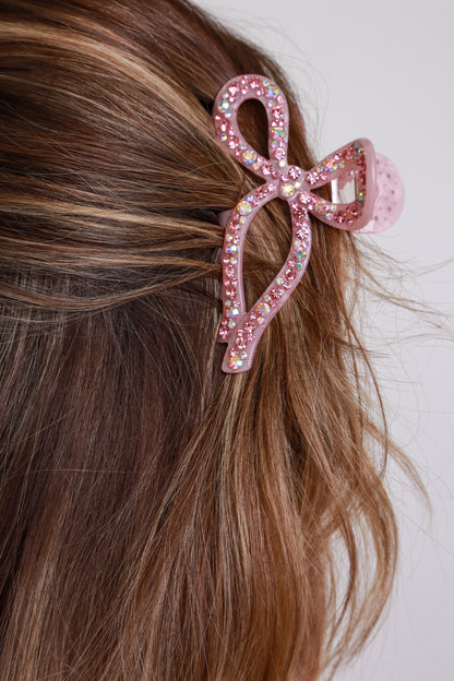 Glam Bow Pink Hair Claw