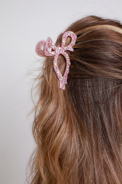 Glam Bow Pink Hair Claw