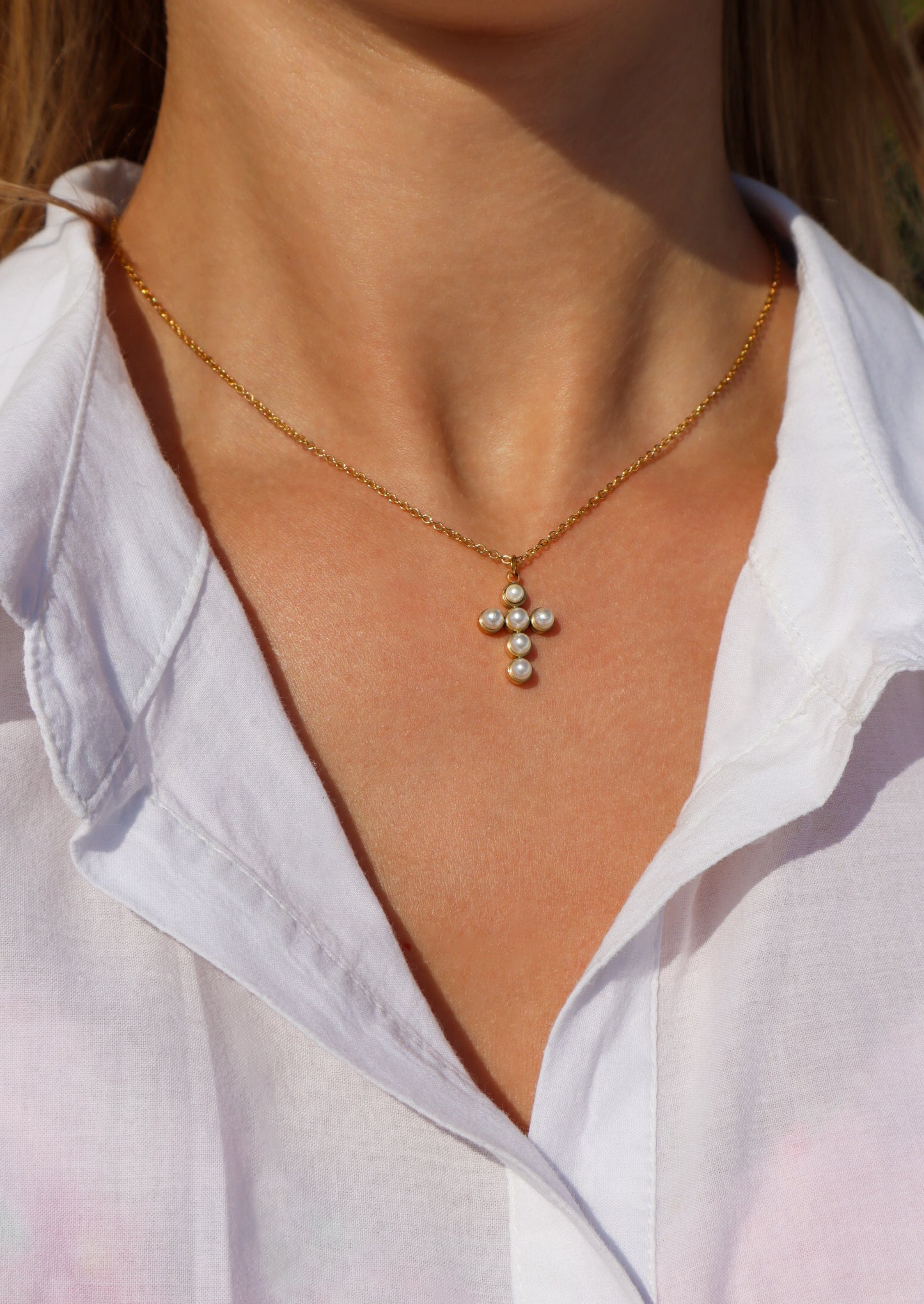 Croix Pearl Stainless Steel Necklace