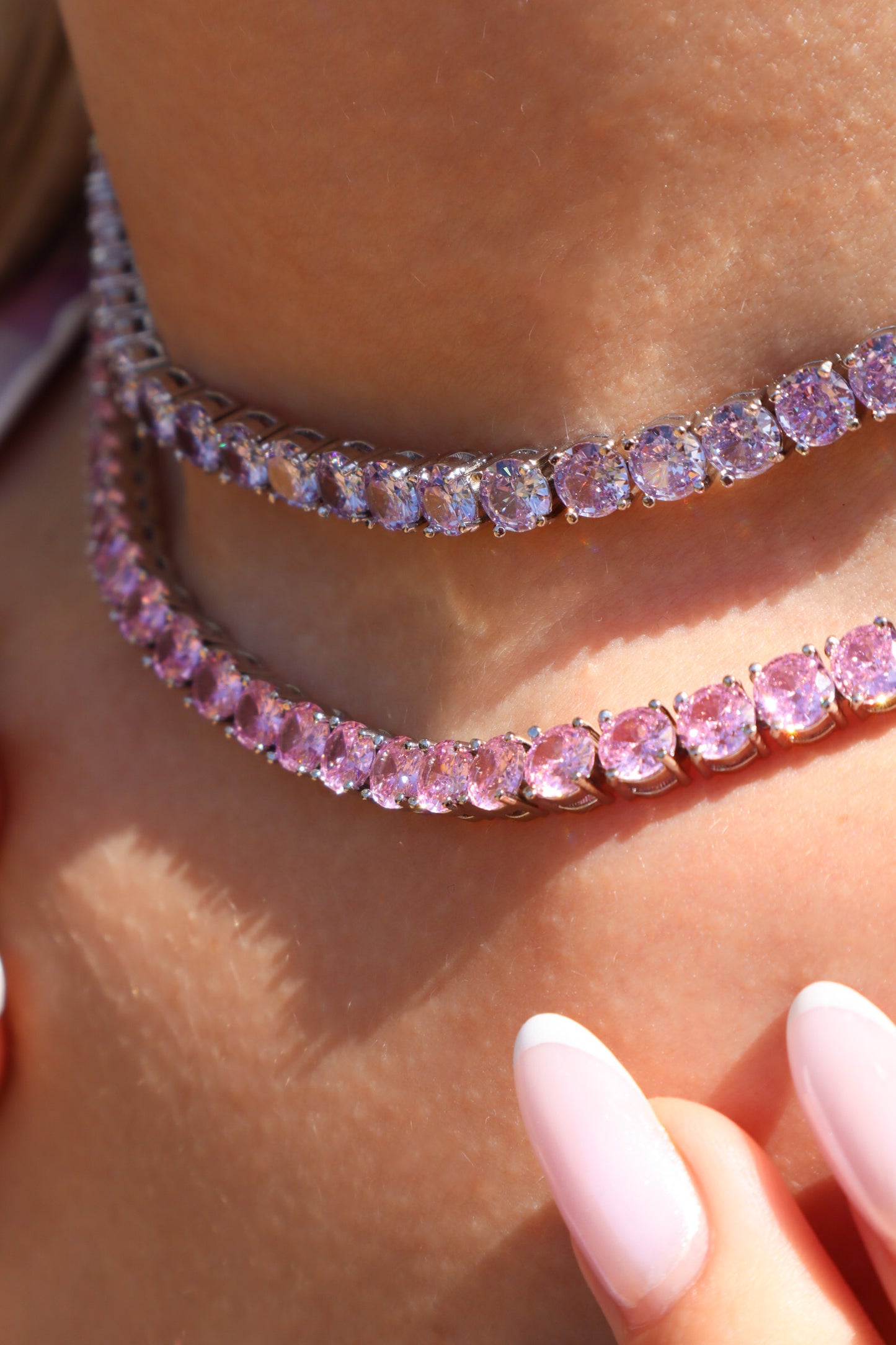 Estelle Pink Tennis Slide Chocker Necklace