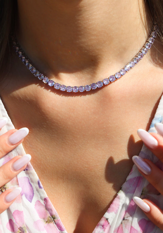 Estelle Light Lavender Tennis Slide Chocker Necklace