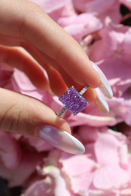 Load image into Gallery viewer, Serenity Fancy Purple Sterling Silver Ring
