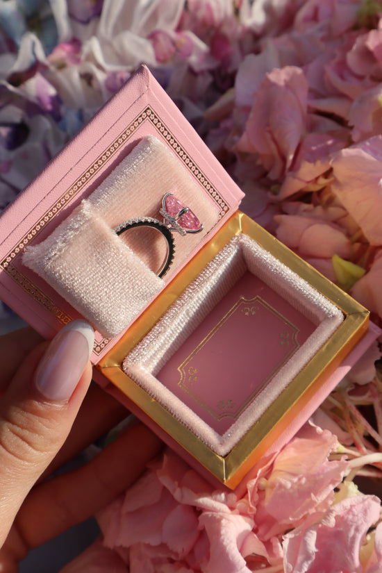 Pink Book Shaped Ring Box