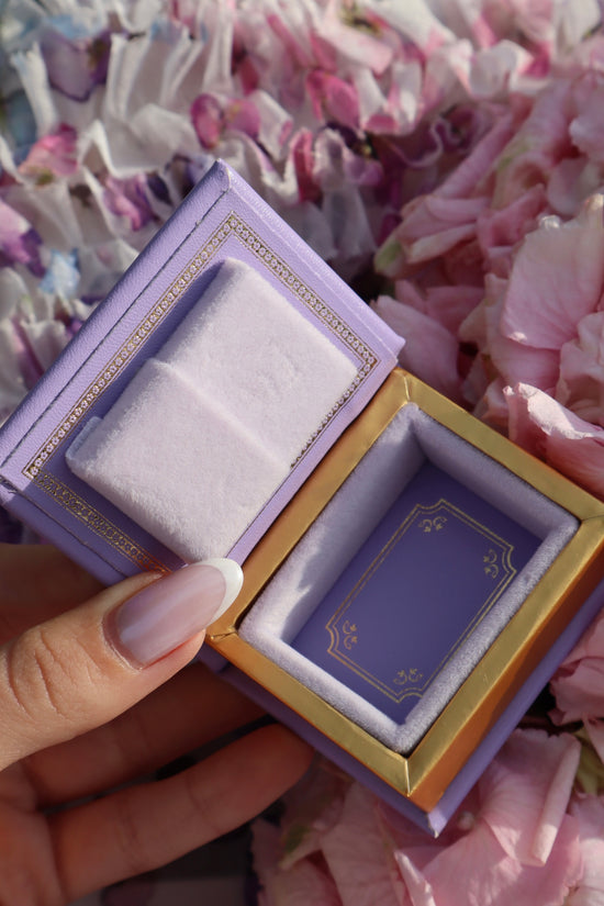 Lavender Book Shaped Ring Box
