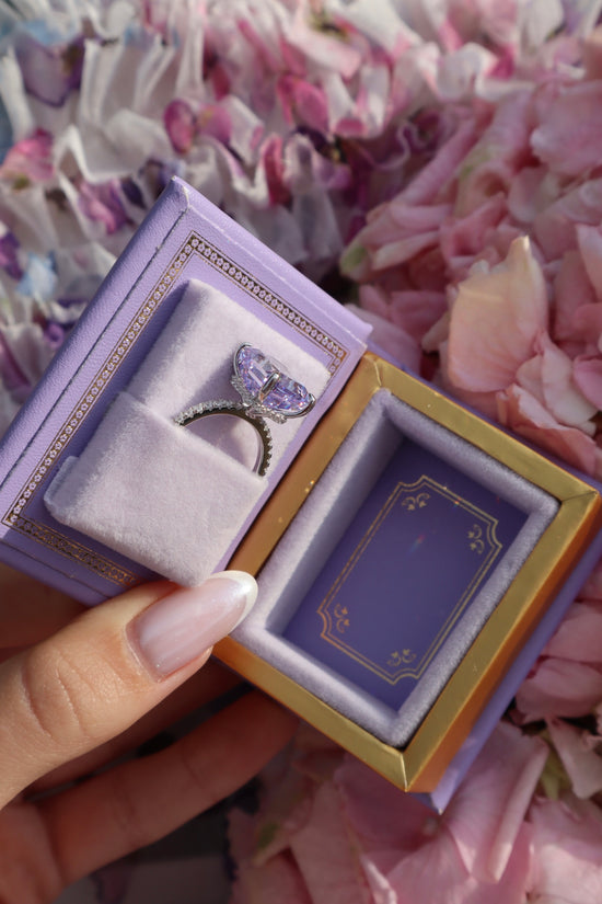 Lavender Book Shaped Ring Box