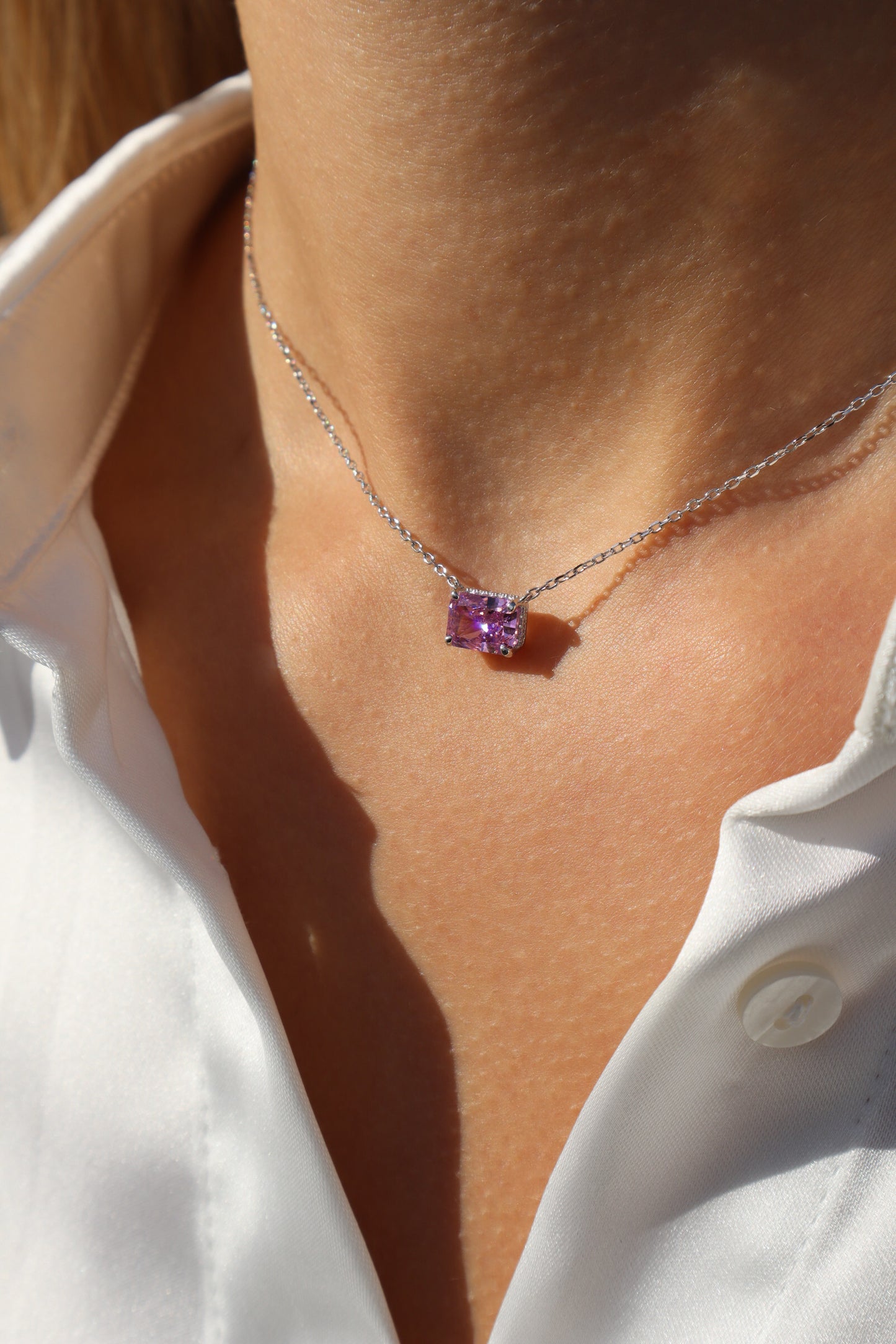 Serenity Magenta Sterling Silver Necklace