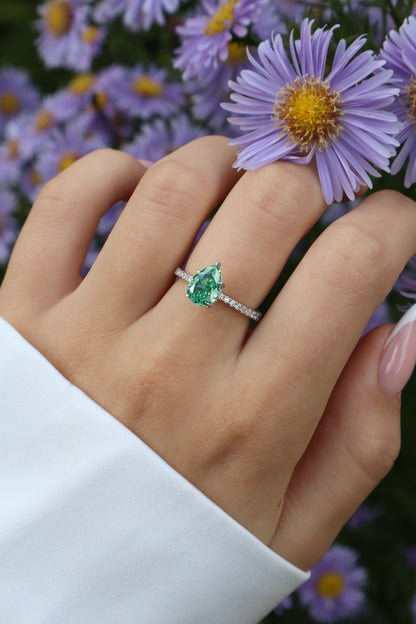 Fantasy Green Small Pear Shaped Ring