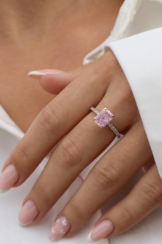 Small Pink Serenity Sterling Silver Ring