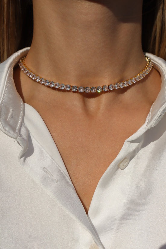 Estelle 18K Gold Plated Tennis Slide Chocker Necklace