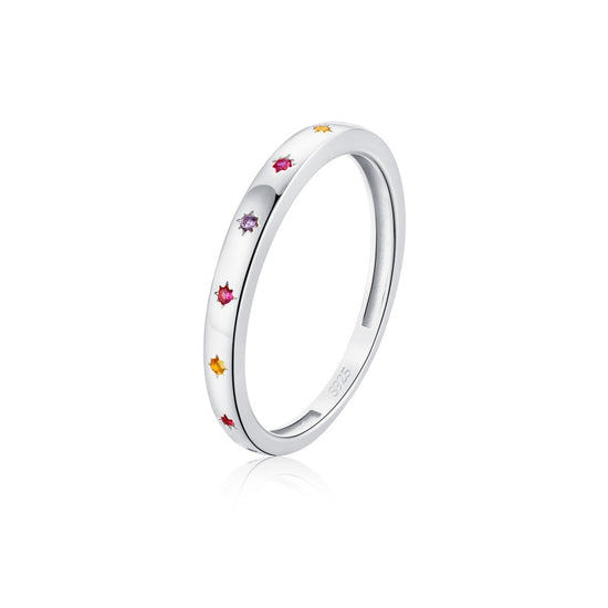 Load image into Gallery viewer, Nova Colourful Stars Sterling Silver Ring
