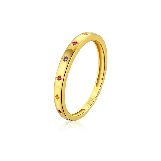 Nova Colourful Stars Sterling Silver Ring