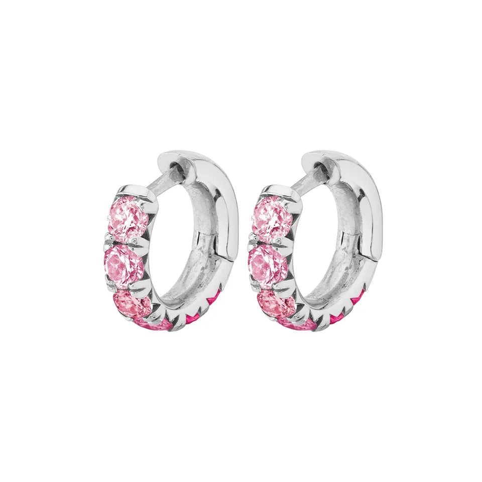 Load image into Gallery viewer, Dulce Pink Sterling Silver Small Hoop Earrings
