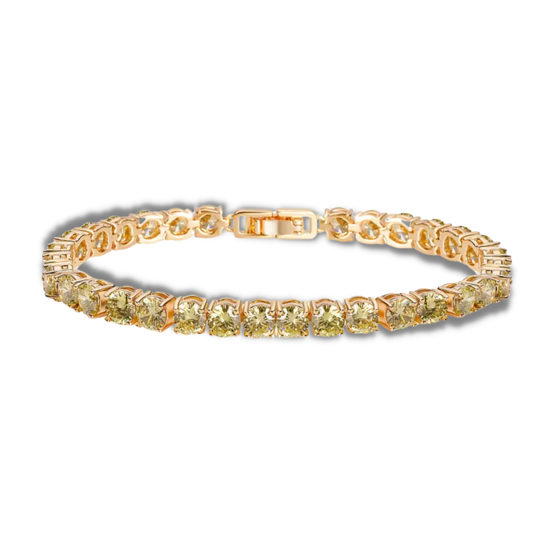 Estelle Apple Green Stones Tennis Rose Gold Plated Bracelet