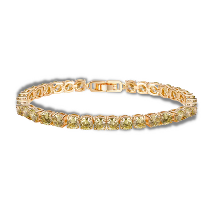 Estelle Apple Green Stones Tennis Rose Gold Plated Bracelet