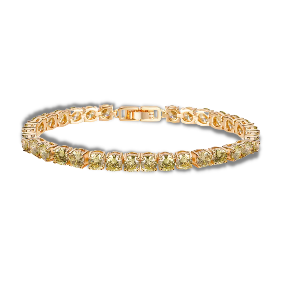 Load image into Gallery viewer, Estelle Apple Green Stones Tennis Rose Gold Plated Bracelet
