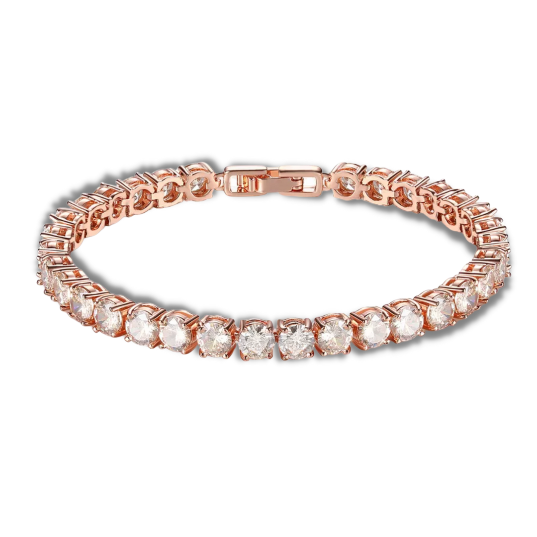 Load image into Gallery viewer, Estelle Champagne Stones Tennis Rose Gold Plated Bracelet
