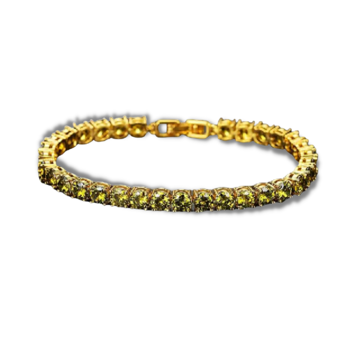 Estelle Olive Stones Tennis 18K Gold Plated Bracelet
