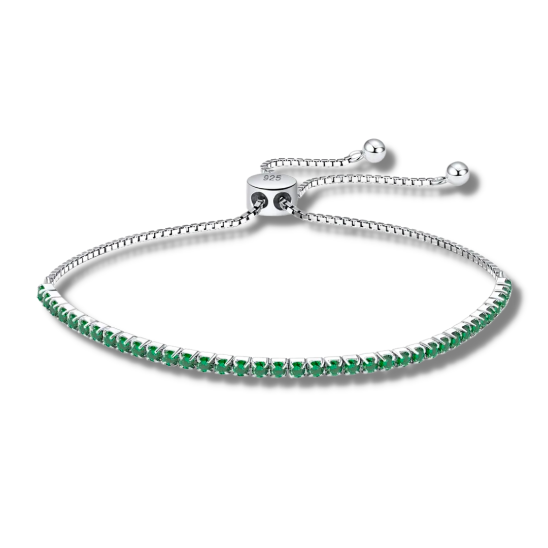 Eloise Emerald Sterling Silver Resizable Bracelet